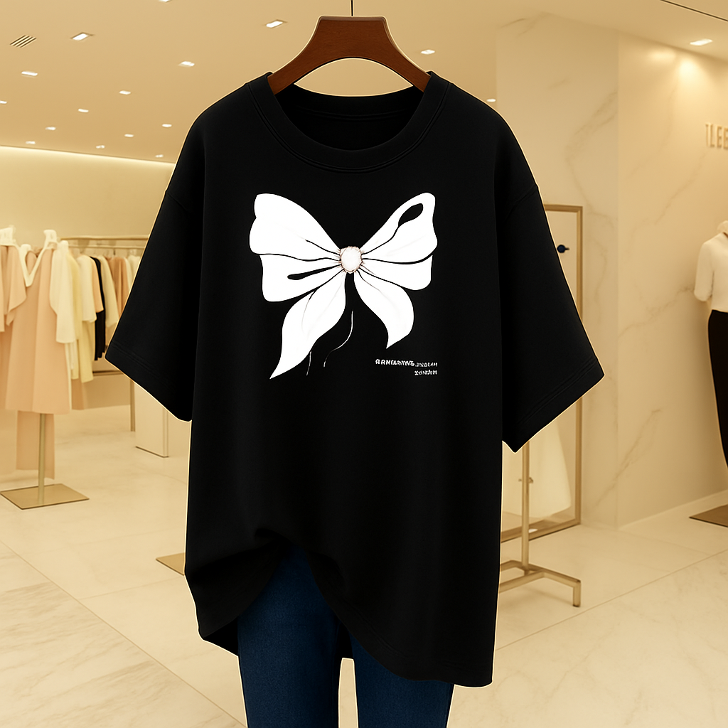 Oversized Bow Neck Tee